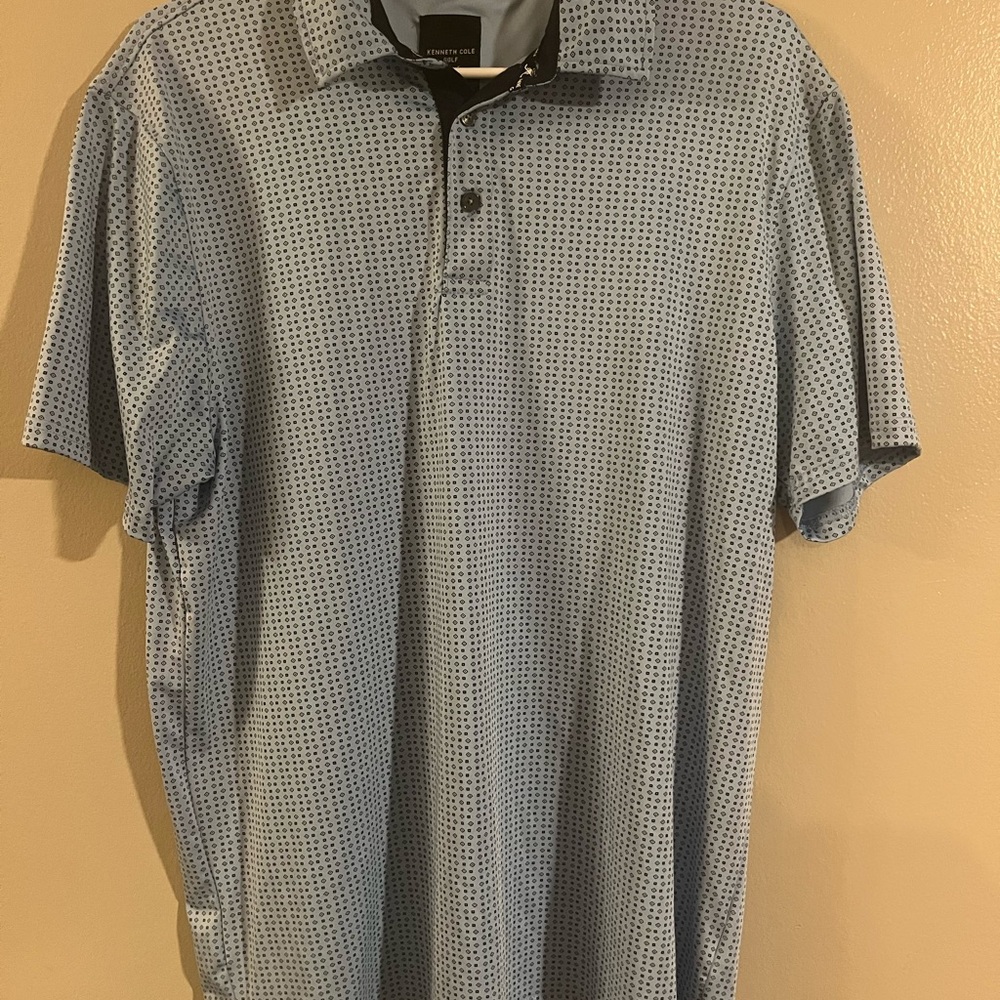 Kenneth Cole Blue Polo Shirt Lightweight Performance Fabric